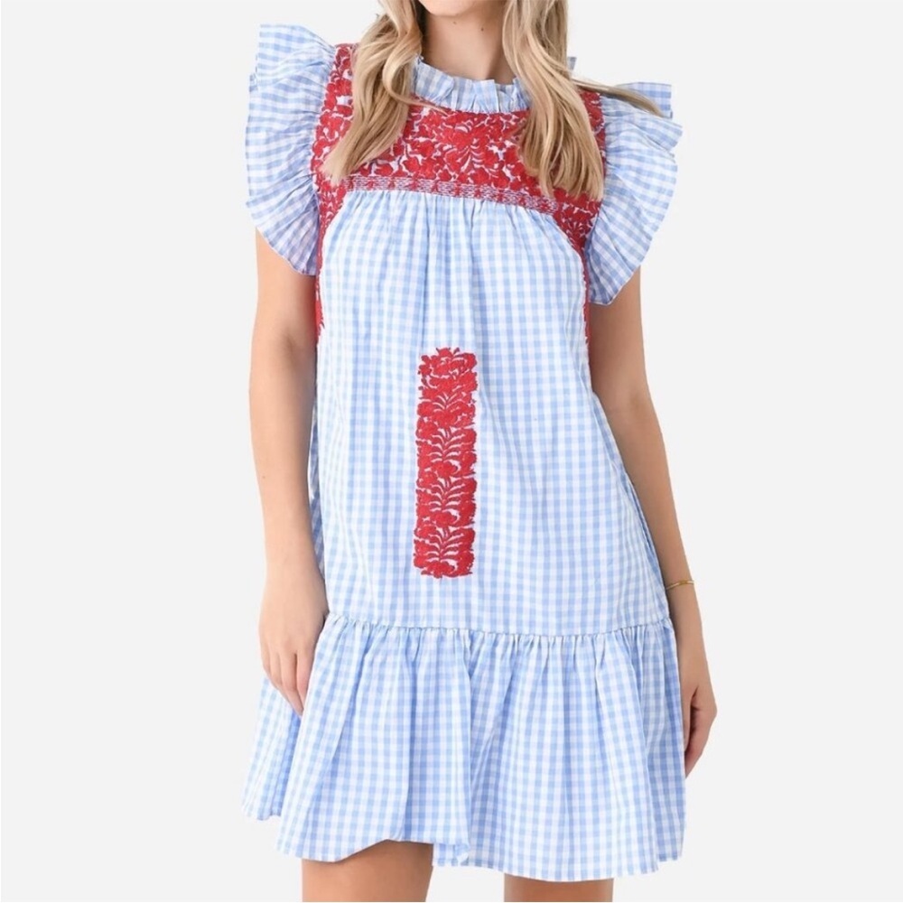 Tuckernuck J. Marie The Rebel Ruffle Blue and White Gingham Dress NWT Size XS - Picture 9 of 9